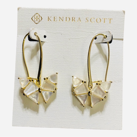 Kendra Scott Blair Butterfly Earrings in Pearly White NWT $75 Necklace Available - Picture 2 of 3